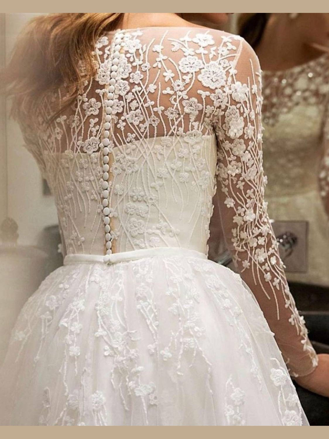 Wedding Dress Off-shoulder Long Sleeve Bride