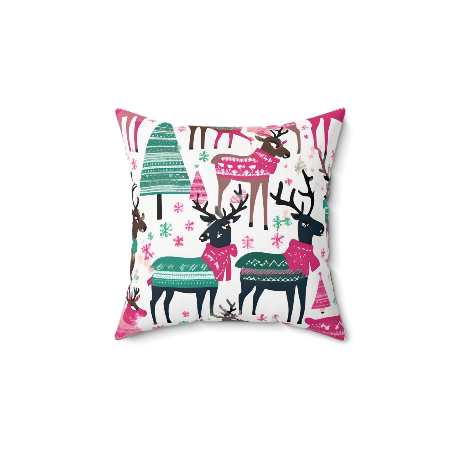 Reindeer Holiday Square Pillow